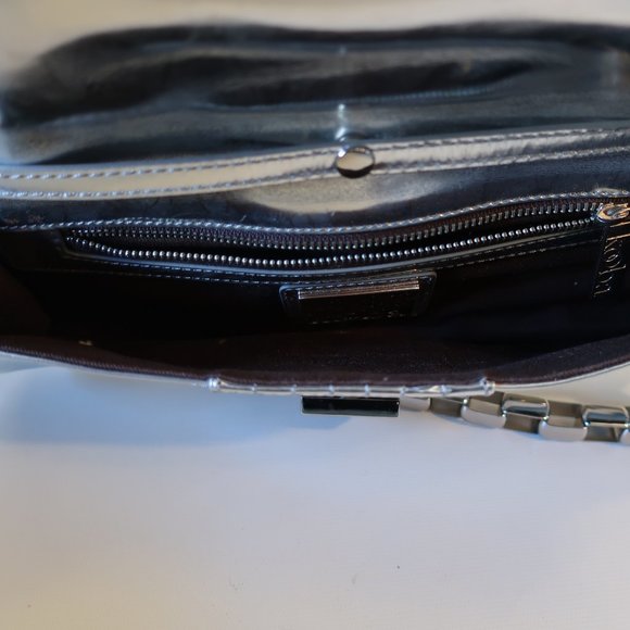 Womens Kooba Silver Chain Strap Leather Clutch Handbag * - Picture 12 of 16